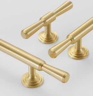 Solid Brass Round Cabinet Pulls & Knobs - Black Finish for Cabinets - #1 T-Shape Black / 1pc