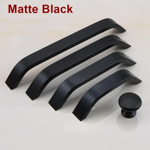 Solid Brass Round Cabinet Pulls & Knobs - Black Finish for Cabinets - 128mm - Matte Silver / 1pc