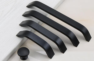 Solid Brass Round Cabinet Pulls & Knobs - Black Finish for Cabinets - 192mm - Matte Black / 1pc