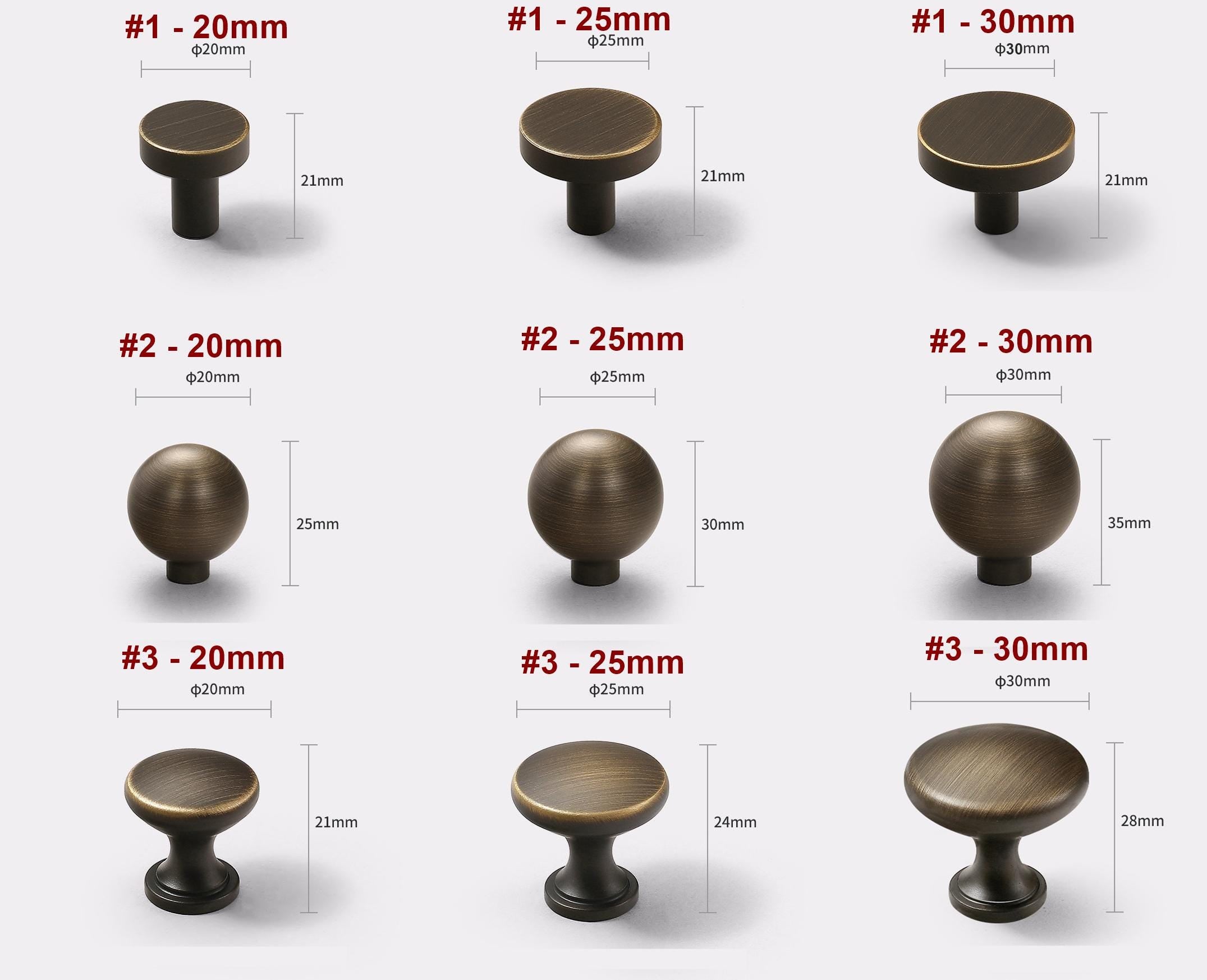 Solid Brass Round Cabinet Pulls & Knobs - Bronze Finish Hardware - #1 - 25mm / 1pc