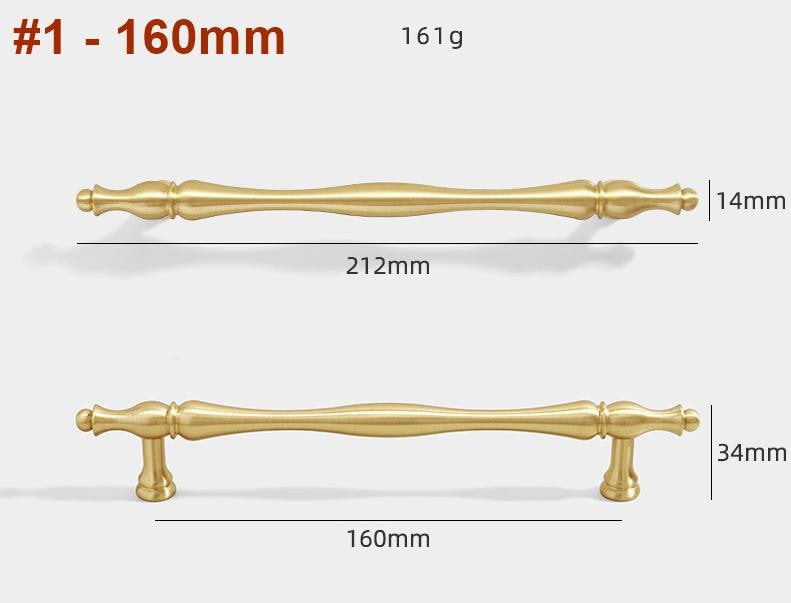 Solid Brass Round Cabinet Pulls & Knobs - Bronze Finish Hardware - #1 - 192mm / 1pc