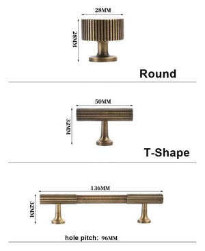Solid Brass Round Cabinet Pulls & Knobs - Bronze Finish Hardware - T-Shape / 1pc