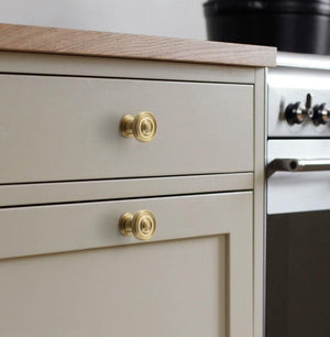 Solid Brass Round Cabinet Pulls & Knobs - Brushed Gold Finish - #7 / 1pc