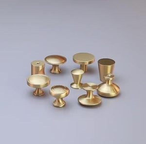 Solid Brass Round Cabinet Pulls & Knobs - Brushed Gold Finish - #3 - 27mm / 1pc