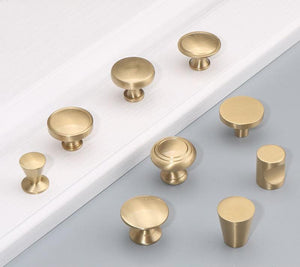Solid Brass Round Cabinet Pulls & Knobs - Brushed Gold Finish - #4 - 27mm / 1pc