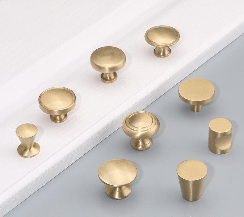 Solid Brass Round Cabinet Pulls & Knobs - Brushed Gold Finish - #4 - 27mm / 1pc
