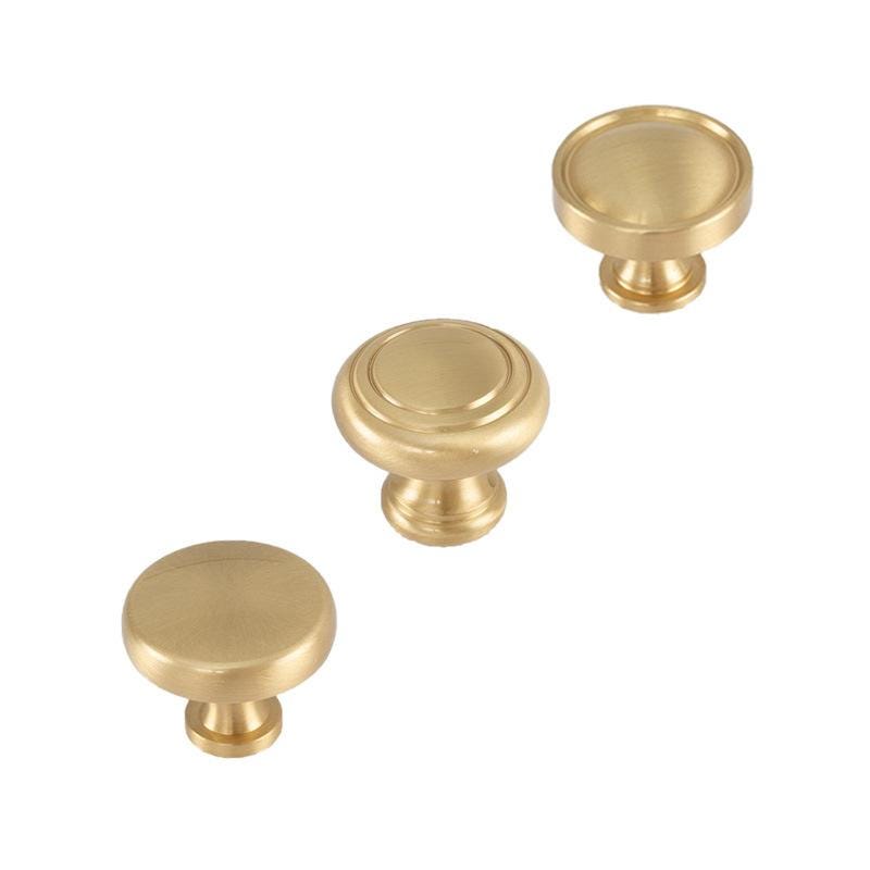 Solid Brass Round Cabinet Pulls & Knobs - Brushed Gold Finish - #5 - 27mm / 1pc