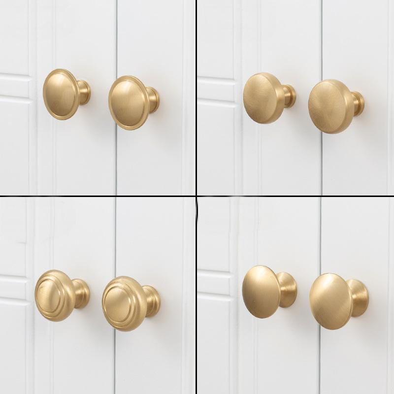 Solid Brass Round Cabinet Pulls & Knobs - Brushed Gold Finish - #5 - 32mm / 1pc