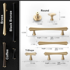 Solid Brass Round Cabinet Pulls & Knobs - Brushed Gold Finish - Coffee Round / 1pc