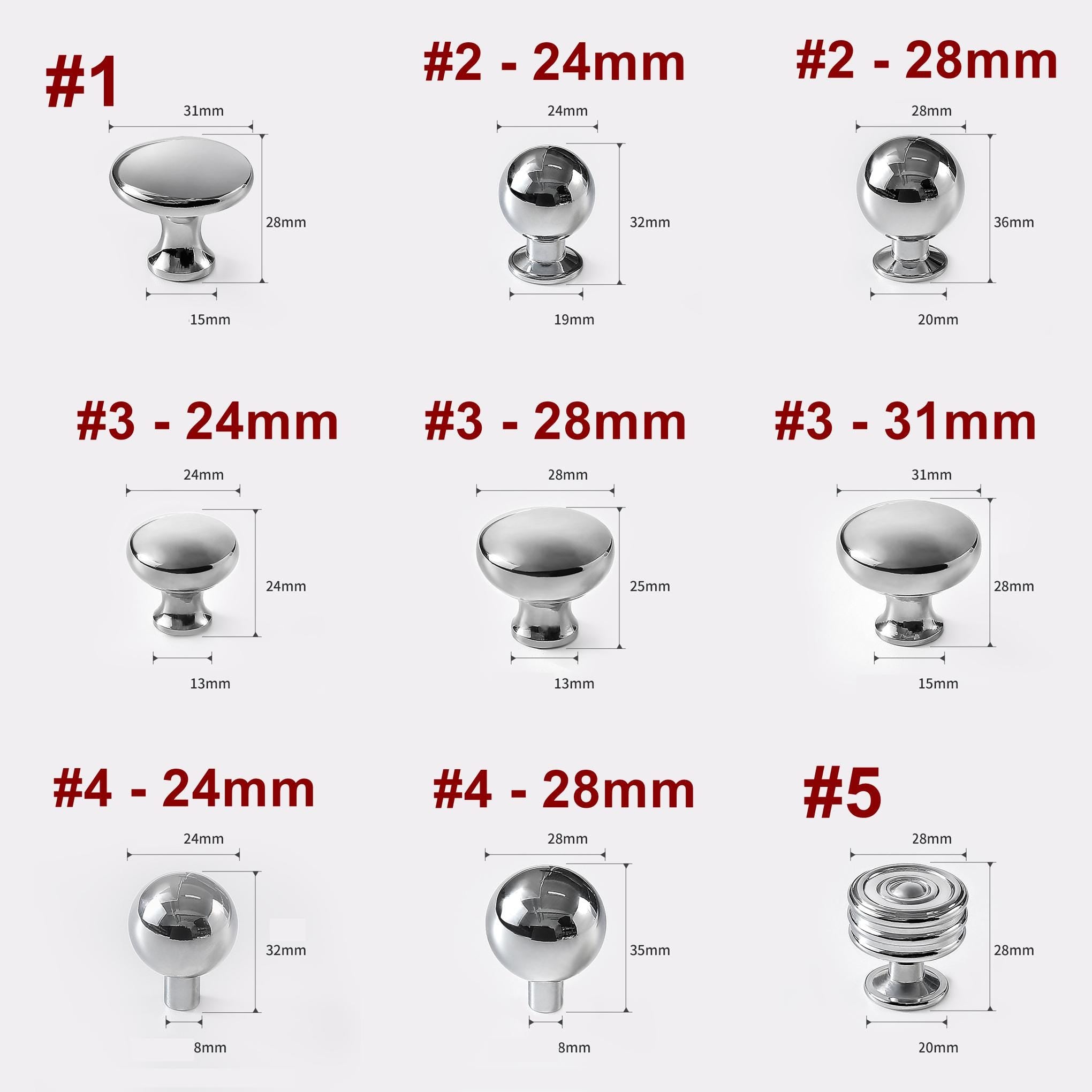 Solid Brass Round Cabinet Pulls & Knobs - Chrome Finish Hardware - #2 - 24mm / 1pc
