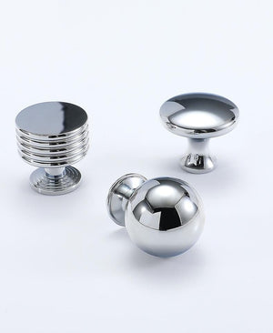 Solid Brass Round Cabinet Pulls & Knobs - Chrome Finish Hardware - #5 / 1pc