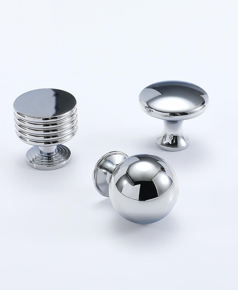 Solid Brass Round Cabinet Pulls & Knobs - Chrome Finish Hardware - #5 / 1pc