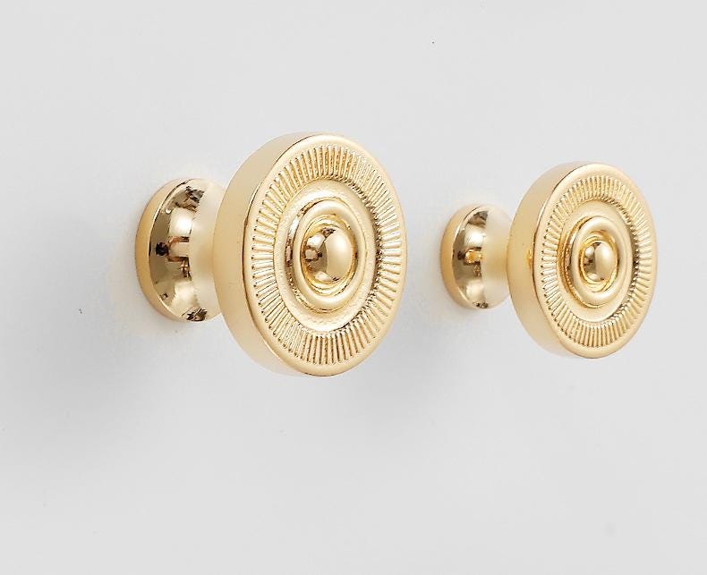 Solid Brass Round Cabinet Pulls & Knobs - Gold Finish for Cabinets - #1 22mm / 1pc