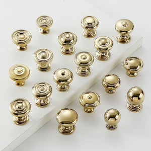 Solid Brass Round Cabinet Pulls & Knobs - Gold Finish for Cabinets - #2 - 28mm / 1pc