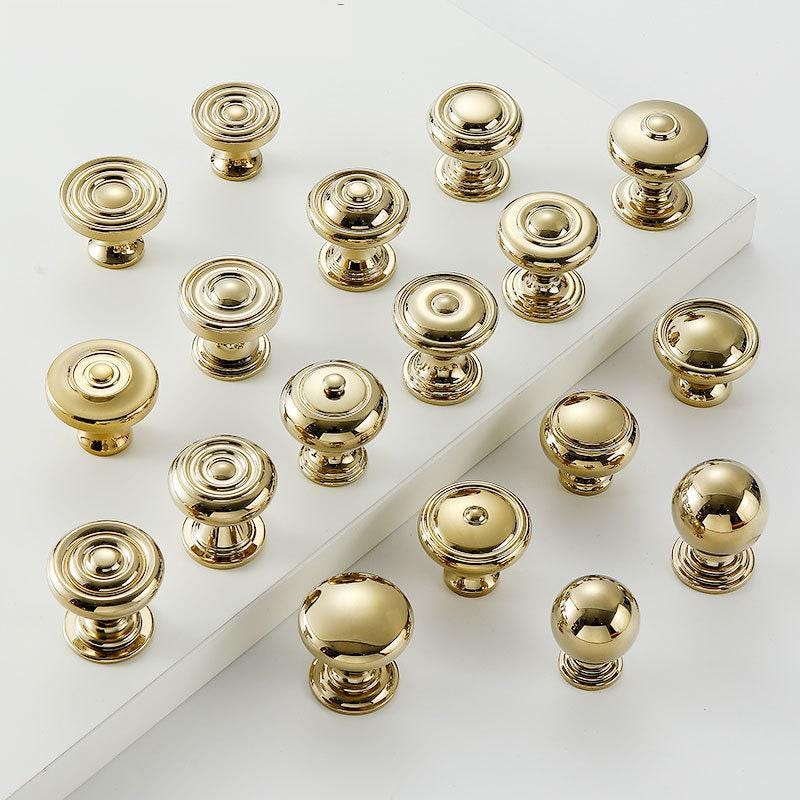 Solid Brass Round Cabinet Pulls & Knobs - Gold Finish for Cabinets - #2 - 28mm / 1pc