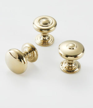 Solid Brass Round Cabinet Pulls & Knobs - Gold Finish for Cabinets - #7 / 1pc