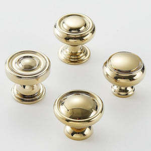Solid Brass Round Cabinet Pulls & Knobs - Gold Finish for Cabinets - #8 / 1pc