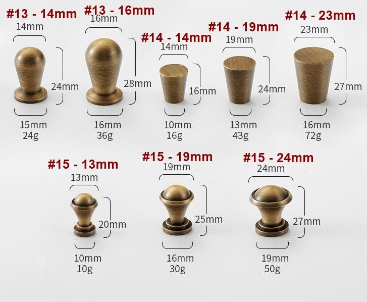 Solid Brass Round Cabinet Pulls & Knobs - Matte Gold Finish Hardware - #2 - 31mm / 1pc