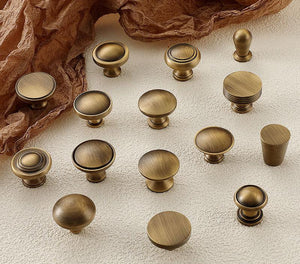 Solid Brass Round Cabinet Pulls & Knobs - Matte Gold Finish Hardware - #3 - 26mm / 1pc