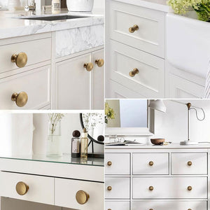 Solid Brass Round Cabinet Pulls & Knobs - Matte Gold Finish Hardware - #3 - 31mm / 1pc