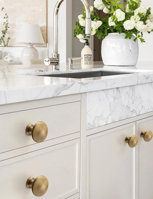 Solid Brass Round Cabinet Pulls & Knobs - Matte Gold Finish Hardware - #5 - 31mm / 1pc