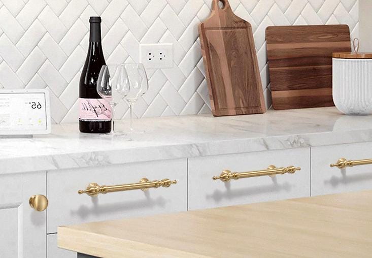 Solid Brass Round Cabinet Pulls & Knobs - Matte Gold Finish Hardware - view 8