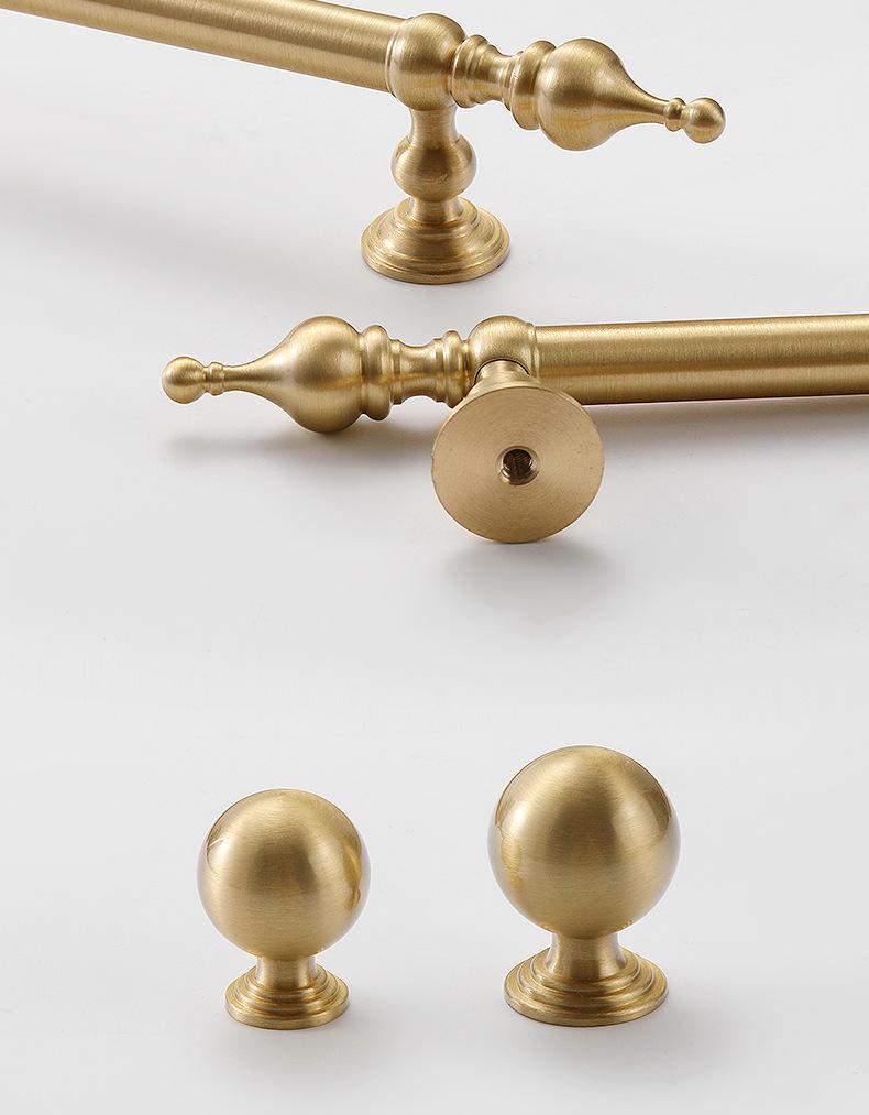 Solid Brass Round Cabinet Pulls & Knobs - Matte Gold Finish Hardware - view 10