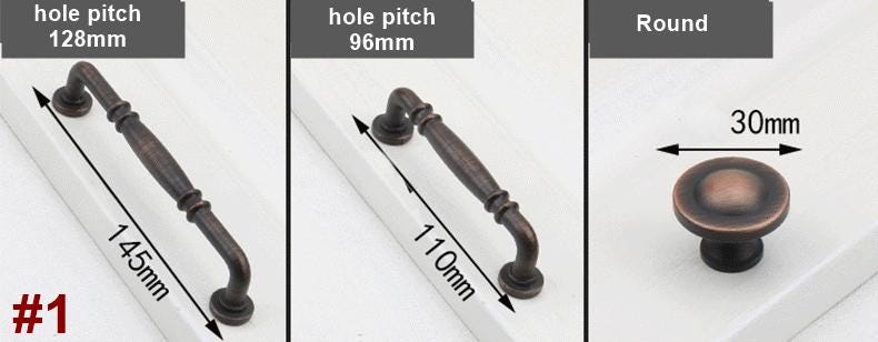 Solid Brass Round Cabinet Pulls & Knobs - Matte Gold Finish Hardware - #1 Round Black / 1pc