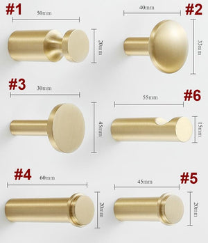 Solid Brass Round Cabinet Pulls & Knobs - Matte Gold Finish Hardware - #2 / 1pc