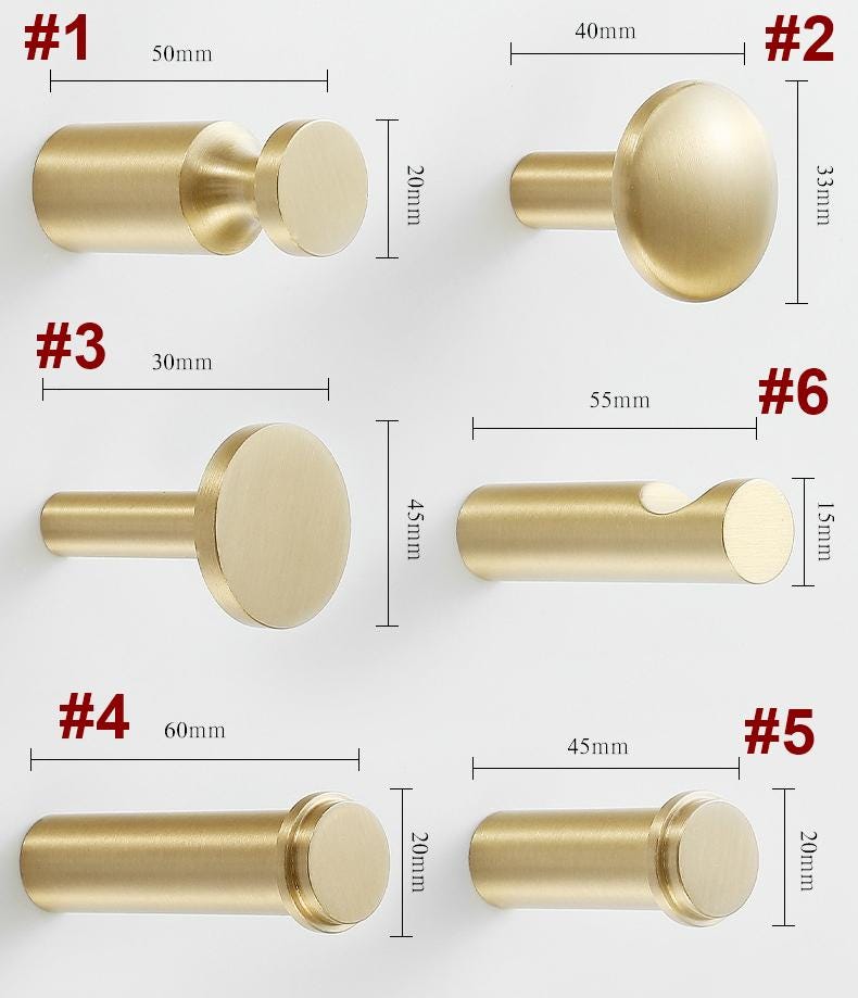 Solid Brass Round Cabinet Pulls & Knobs - Matte Gold Finish Hardware - #2 / 1pc