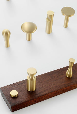 Solid Brass Round Cabinet Pulls & Knobs - Matte Gold Finish Hardware - #9 / 1pc