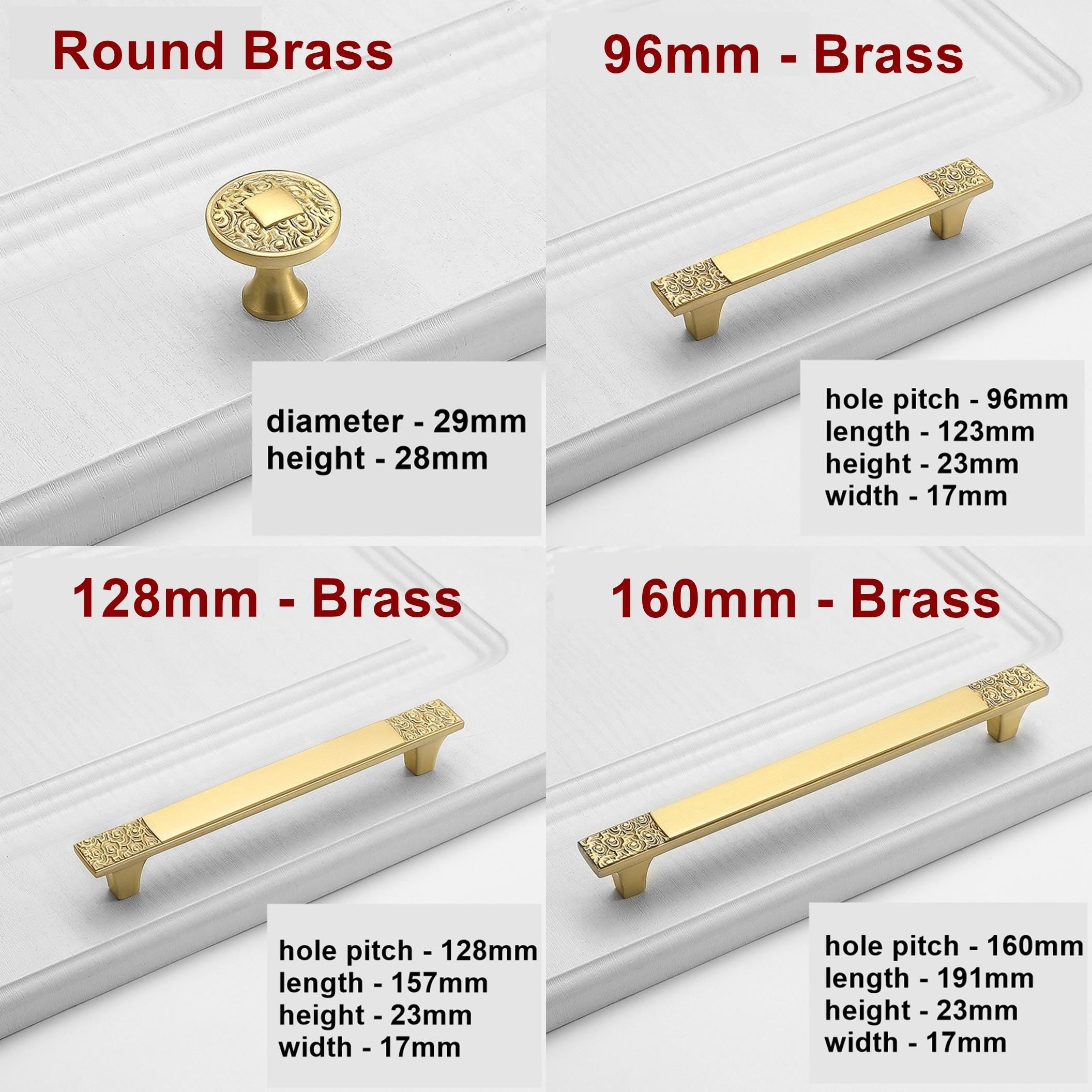 Solid Brass Round Cabinet Pulls & Knobs - Matte Gold Finish Hardware - 96mm - Brass / 1pc