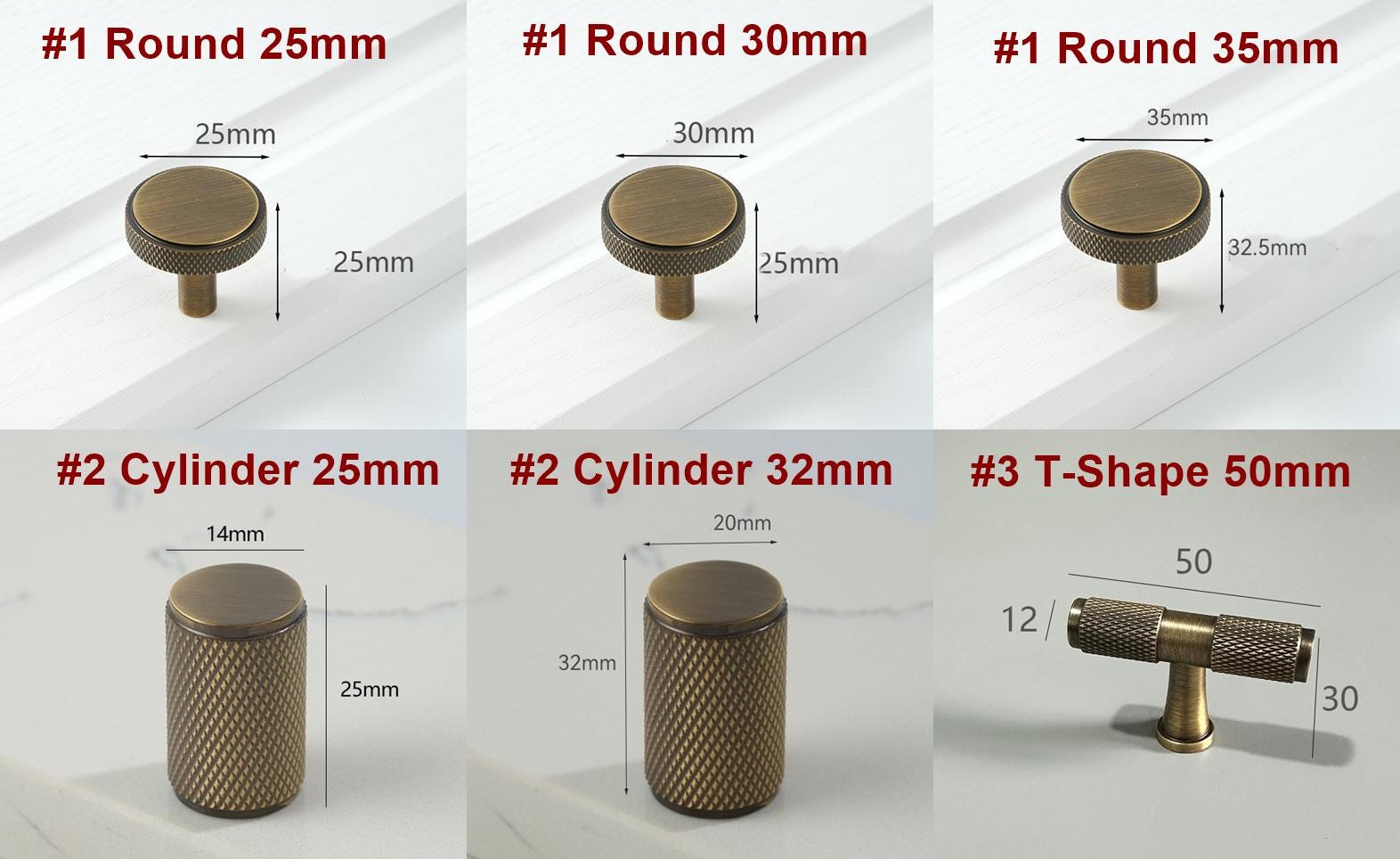 Solid Brass Round Cabinet Pulls & Knobs - Mid-Century Hardware - #1 Round 30mm / 1 pc