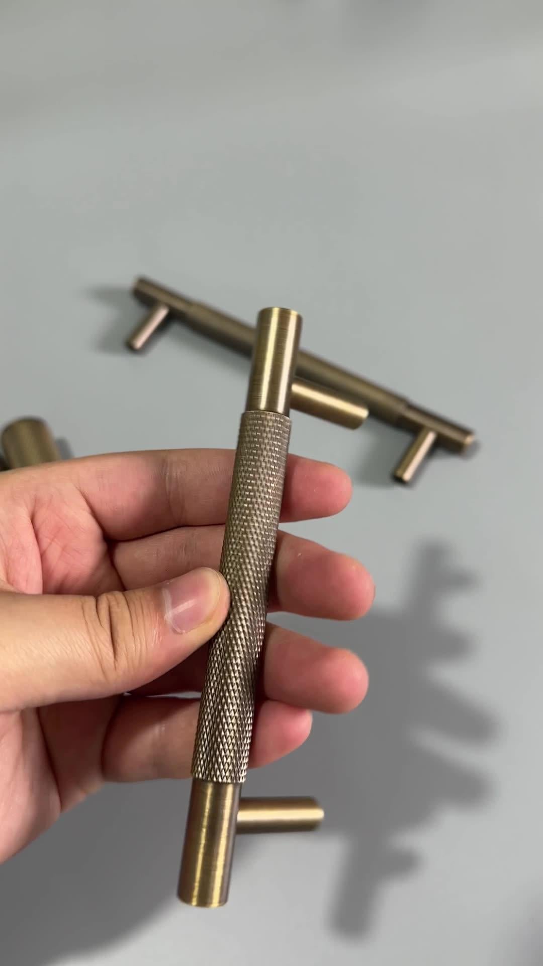 Solid Brass Round Cabinet Pulls & Knobs - Mid-Century Hardware - #3 T-Shape 80mm / 1 pc
