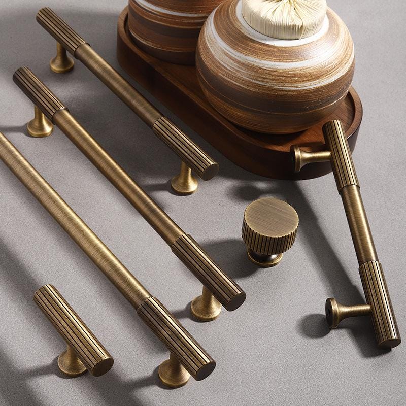 Solid Brass Round Cabinet Pulls & Knobs - Mid-Century Hardware - #1 Round / 1pc