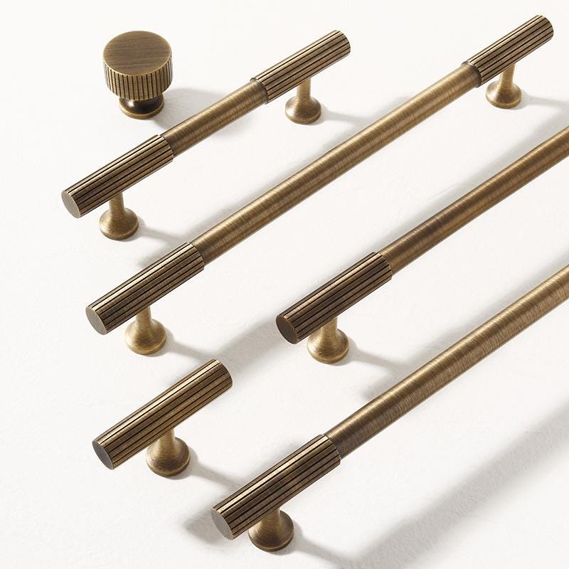Solid Brass Round Cabinet Pulls & Knobs - Mid-Century Hardware - #1 - 192mm / 1pc
