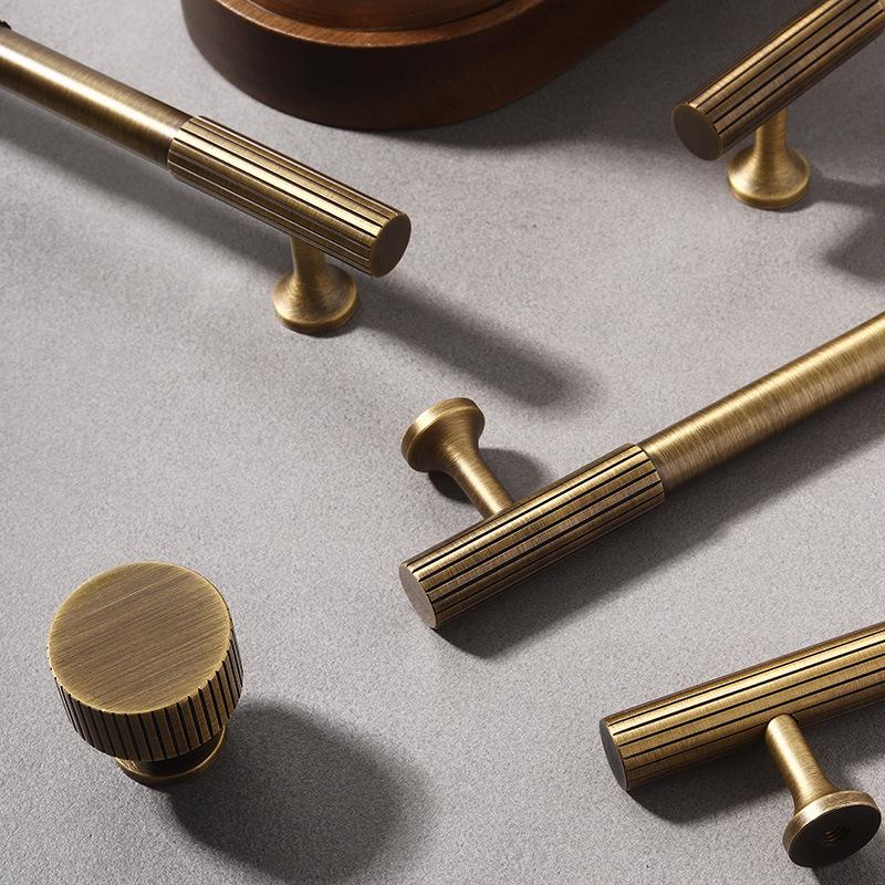 Solid Brass Round Cabinet Pulls & Knobs - Mid-Century Hardware - #1 - 224mm / 1pc
