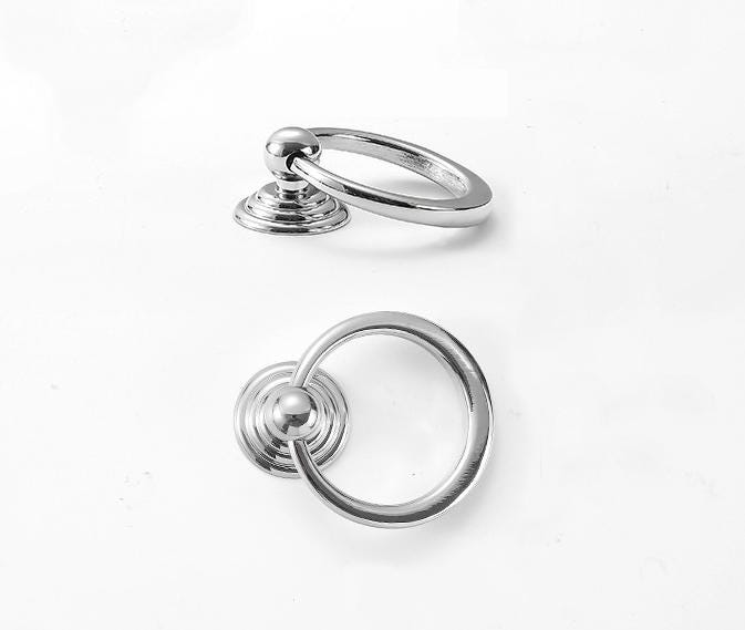 Solid Brass Round Cabinet Pulls & Knobs - Polished Silver Finish - view 8