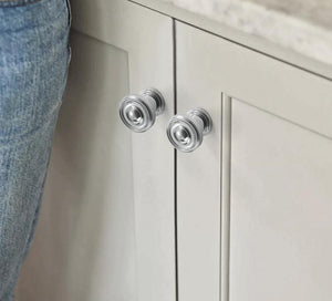 Solid Brass Round Cabinet Pulls & Knobs - Antique Bronze Finish - Silver / 1pc
