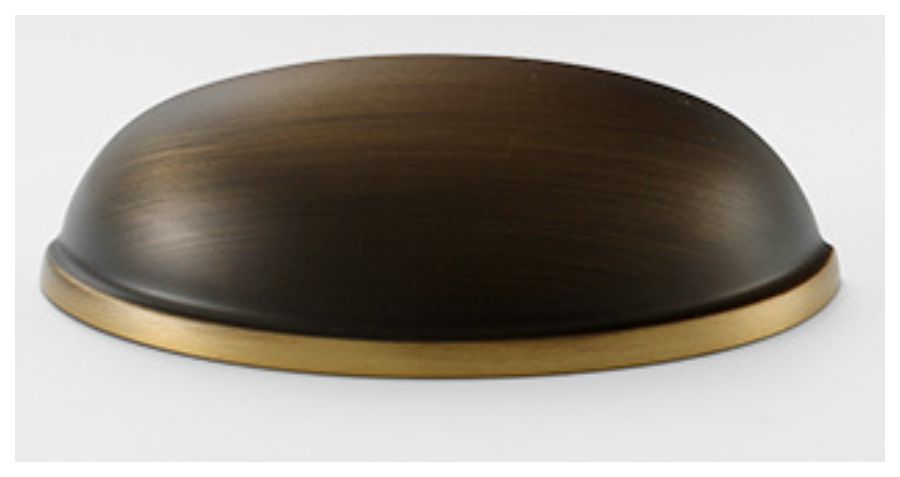 Solid Brass Smooth Half Moon Cup Pull - Antique Bronze - Finish profile panel