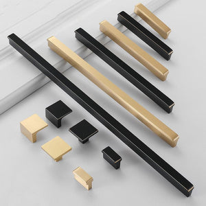 Solid Brass Square Cabinet Edge Pulls - Brushed Gold Finish Hardware - #3 Brass - 64mm / 1pc