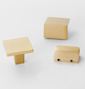 Solid Brass Square Cabinet Edge Pulls - Brushed Gold Finish Hardware - #3 Brass - 160mm / 1pc