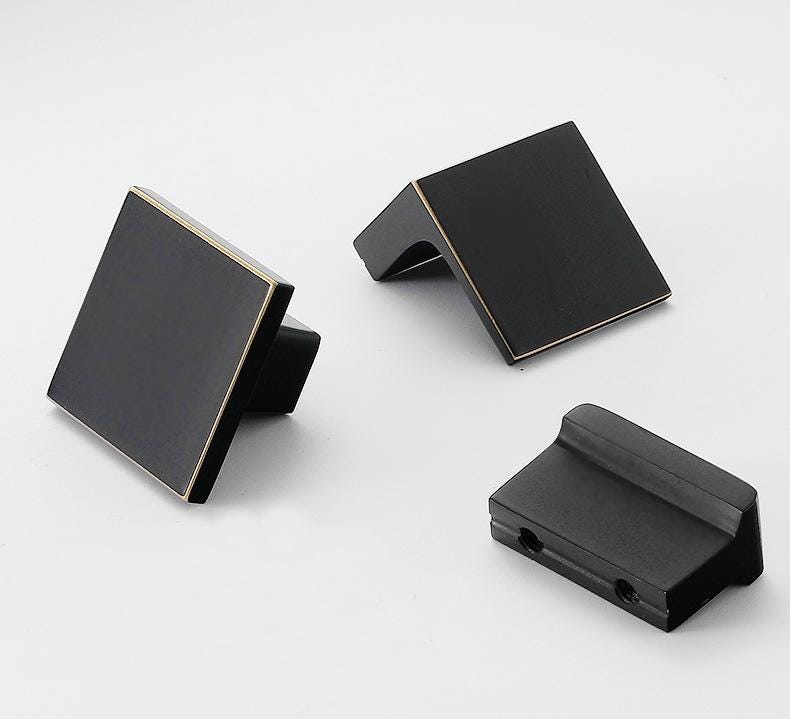 Solid Brass Square Cabinet Edge Pulls - Brushed Gold Finish Hardware - #3 Brass - 256mm / 1pc
