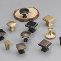Solid Brass Square Cabinet Pulls & Knobs - Black Finish Hardware - #1 Brass / 1pc