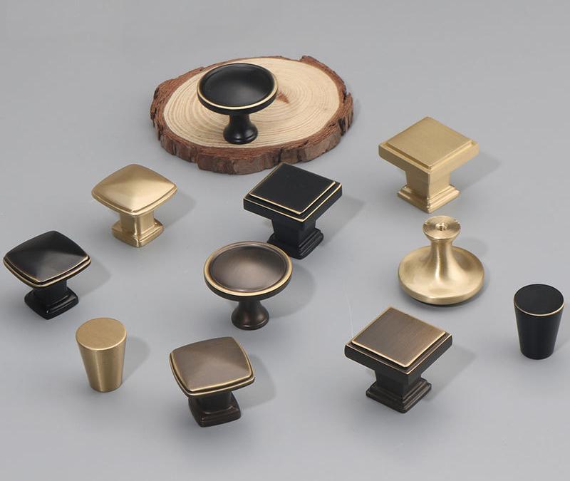Solid Brass Square Cabinet Pulls & Knobs - Black Finish Hardware - #1 Brass / 1pc