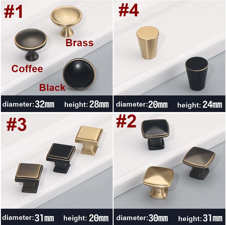 Solid Brass Square Cabinet Pulls & Knobs - Black Finish Hardware - #1 Coffee / 1pc