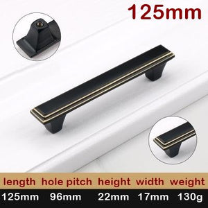 Solid Brass Square Cabinet Pulls & Knobs - Black Finish Hardware - Black 154mm / 1pc