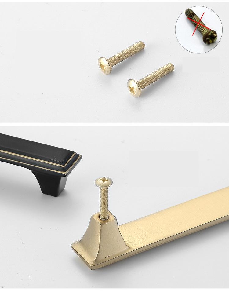 Solid Brass Square Cabinet Pulls & Knobs - Black Finish Hardware - Brown 154mm / 1pc