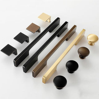 Solid Brass Square Cabinet Pulls & Knobs - Black Finish Hardware - #1 Black / 1pc