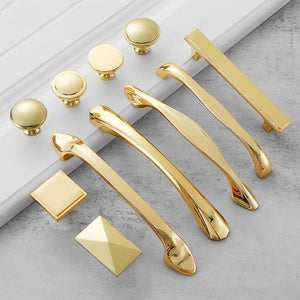 Solid Brass Square Cabinet Pulls & Knobs - Gold Finish for Cabinets - #6 / 1pc